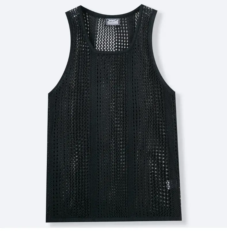Men's Black Knit Sleeveless Vest Slim Fit — feature 15