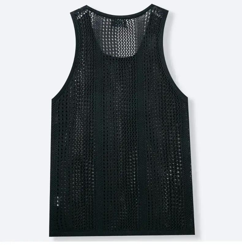 Men's Black Knit Sleeveless Vest Slim Fit — feature 16
