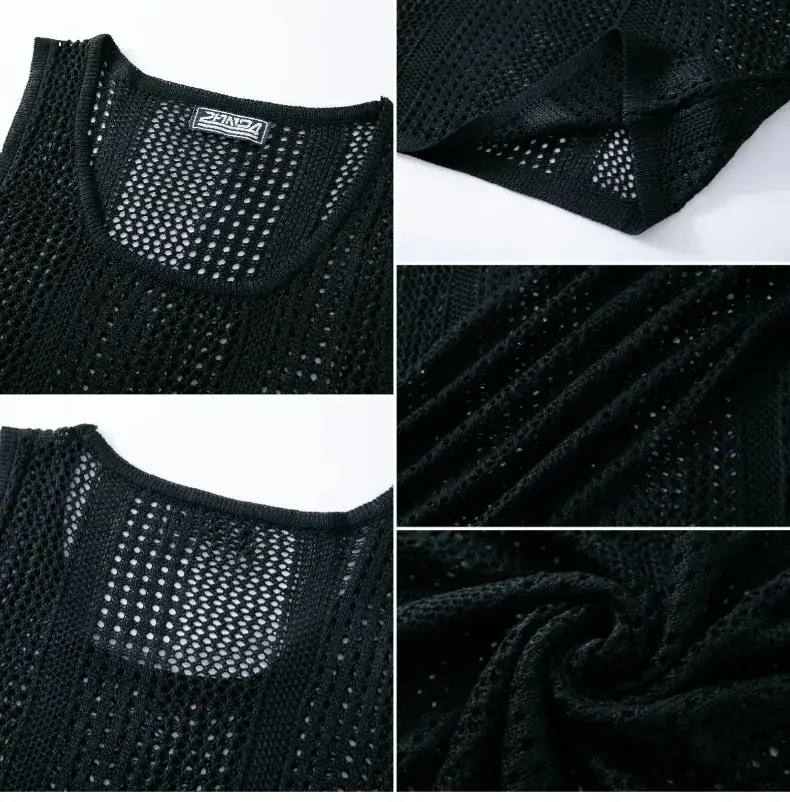 Men's Black Knit Sleeveless Vest Slim Fit — feature 18