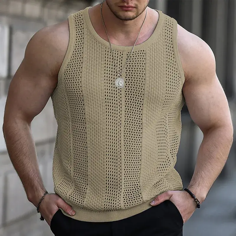 Men's Black Knit Sleeveless Vest Slim Fit - Image 2