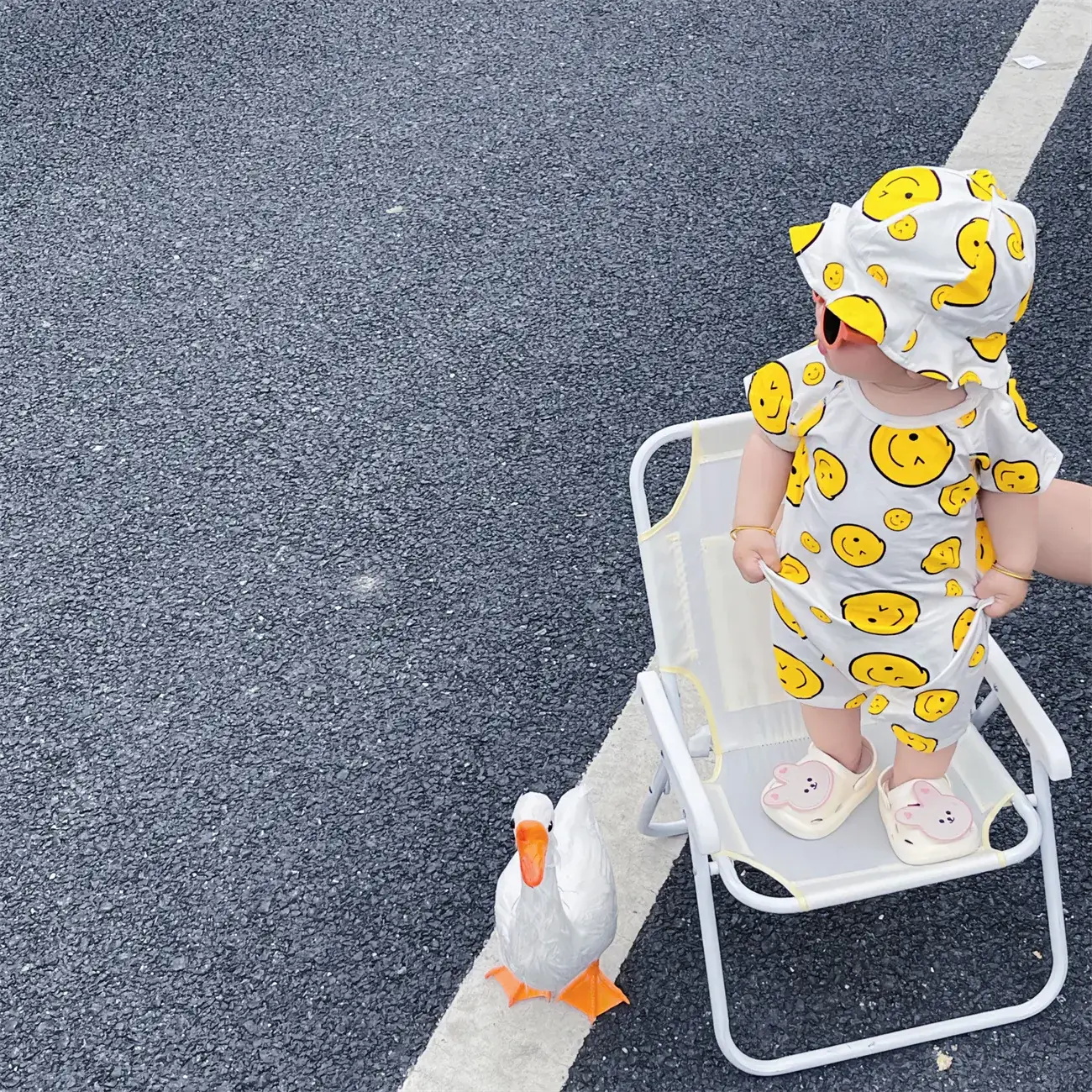 Baby Smiley Helmet & Shorts Set for Kids 3-12 Months