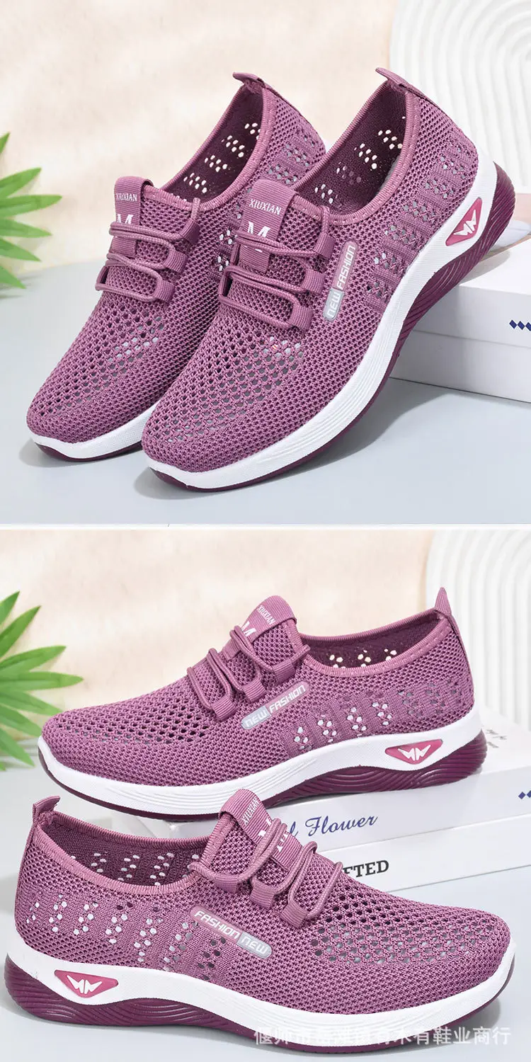 Old Beijing Cloth Shoes Women's Summer Breathable Mesh Hollow Mesh Shoes Non-slip Soft Bottom Flat Comfortable Middle-aged and Elderly Mother Shoes — feature 9