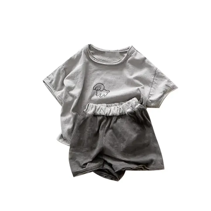 Boys Cotton Shorts Set White Gray Summer 1-4Y - Image 6