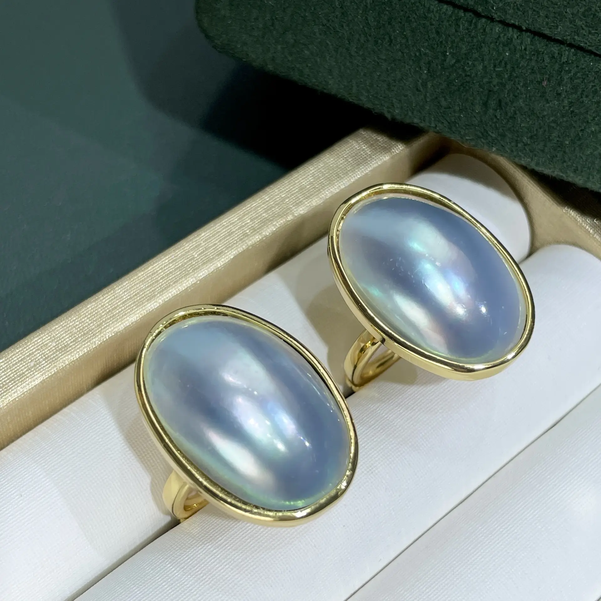 Natural Pearl Ring Blue White European American Luxury Hand Jewelry for Women - Image 4