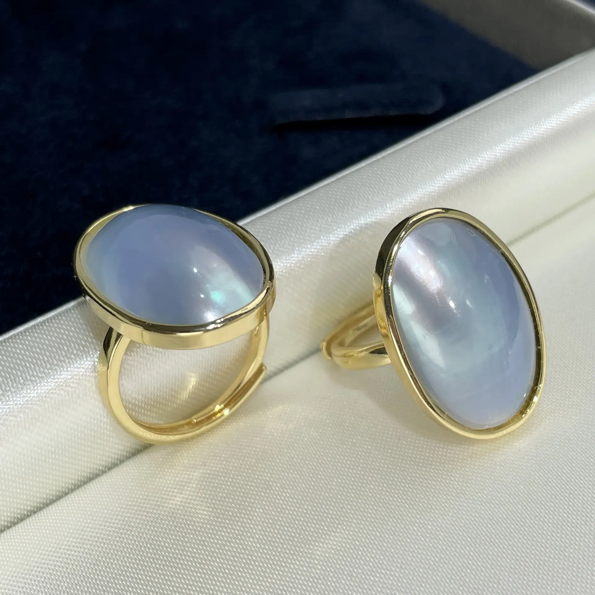 Natural Pearl Ring Blue White European American Luxury Hand Jewelry for Women - Image 5