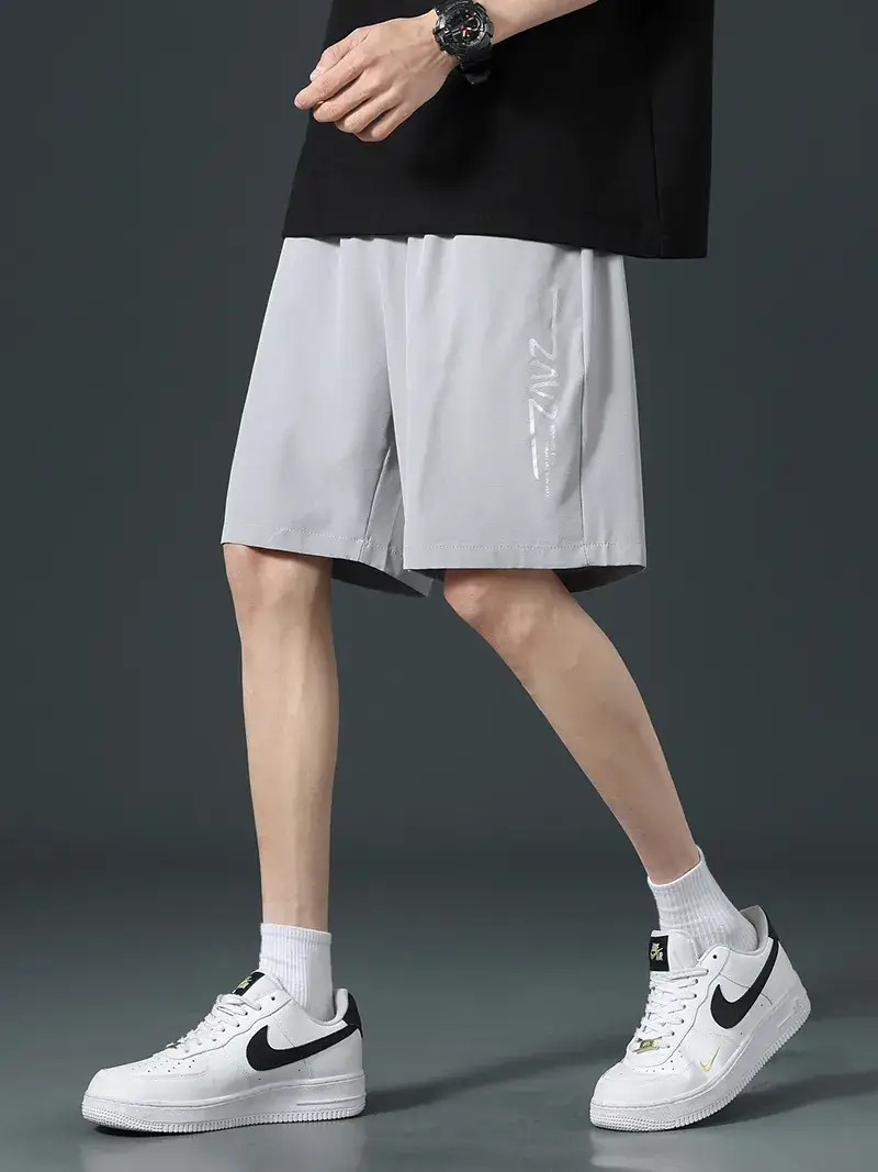 Men Ice Silk Thin Shorts Grey Knee Length - Image 6