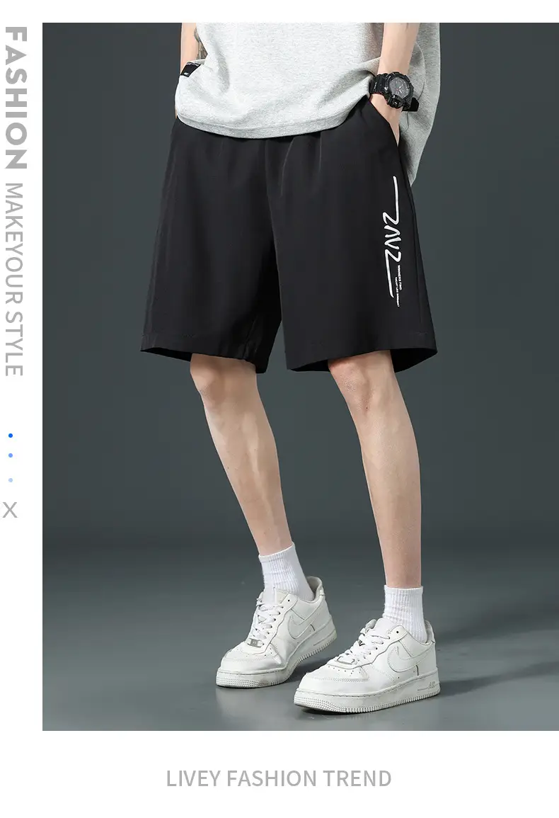 Men Ice Silk Thin Shorts Grey Knee Length — feature 11