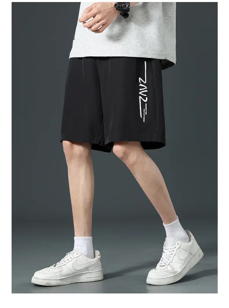 Men Ice Silk Thin Shorts Grey Knee Length — feature 13
