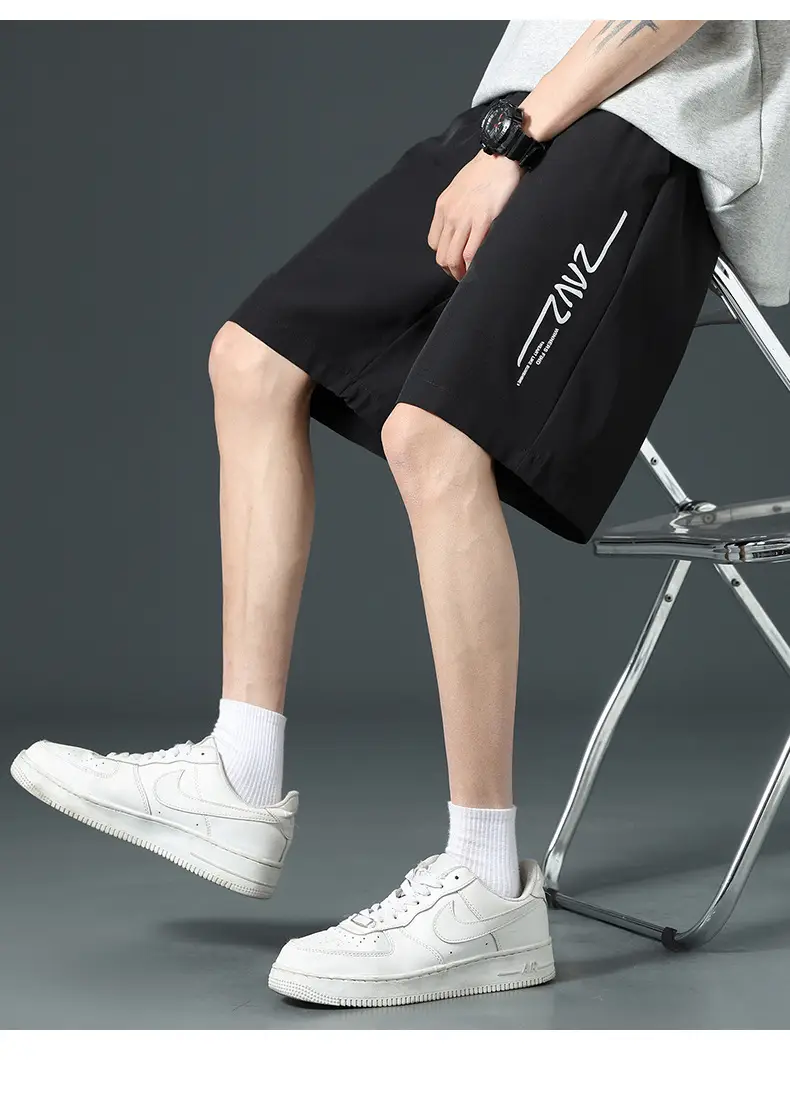 Men Ice Silk Thin Shorts Grey Knee Length — feature 14
