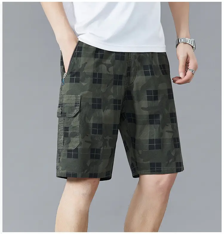 Men's Plaid Cotton Shorts Large Summer Wear — feature 11