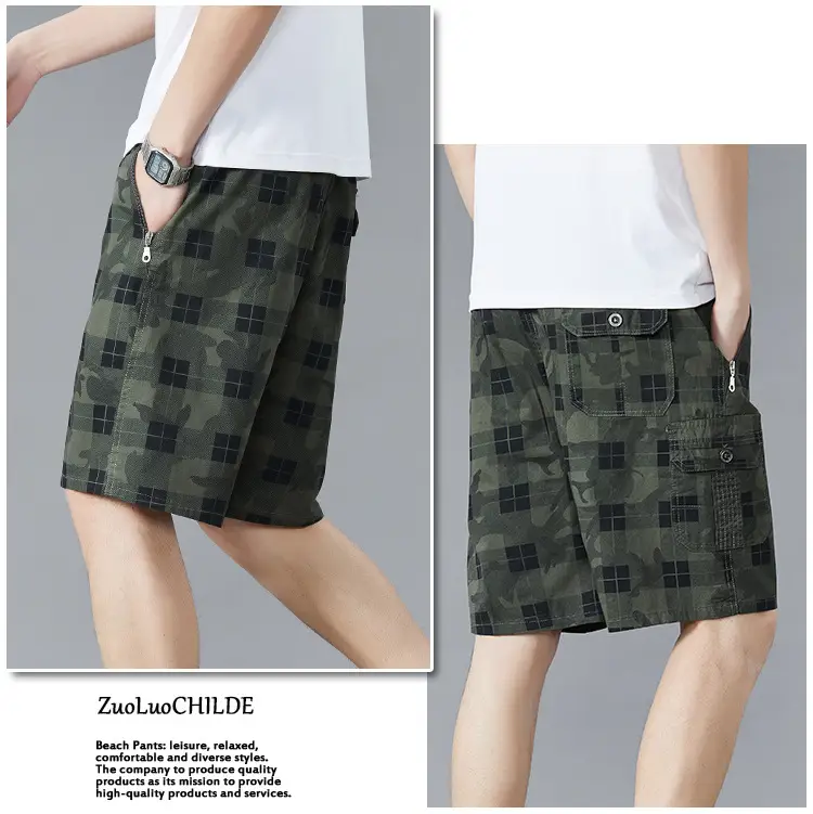 Men's Plaid Cotton Shorts Large Summer Wear — feature 12