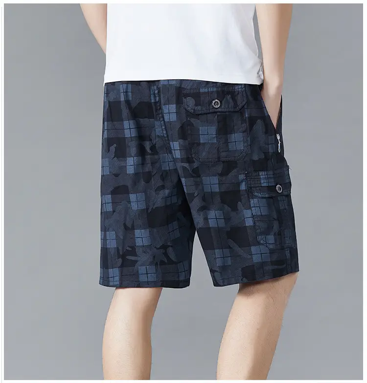 Men's Plaid Cotton Shorts Large Summer Wear — feature 13