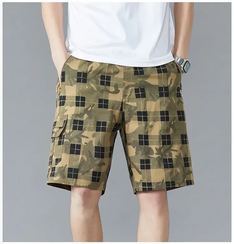 Men's Plaid Cotton Shorts Large Summer Wear — feature 15