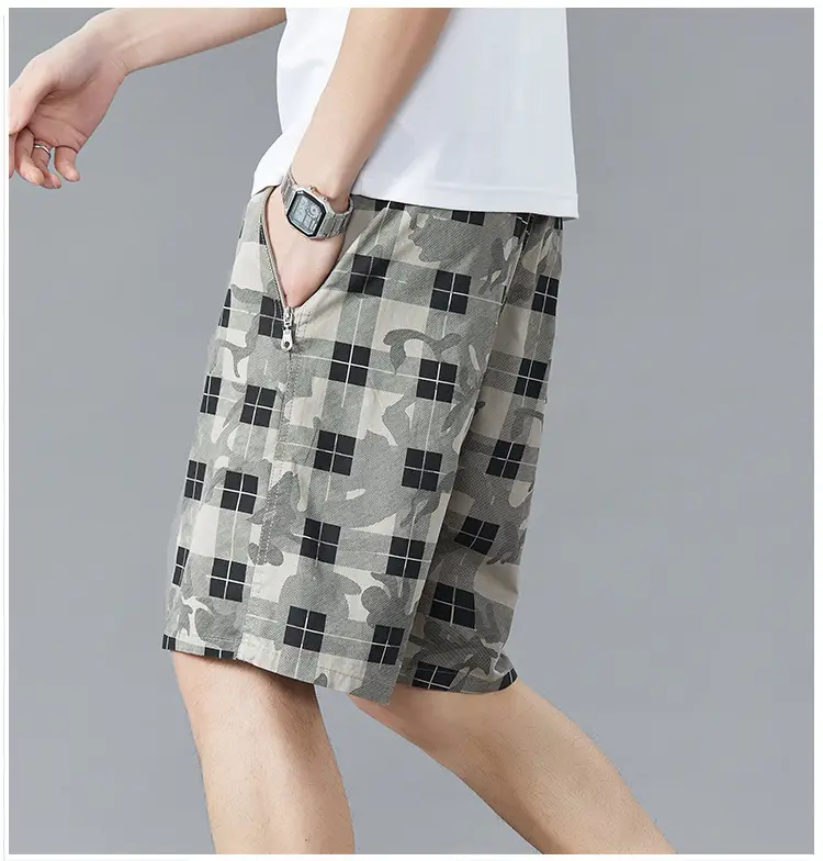 Men's Plaid Cotton Shorts Large Summer Wear — feature 17