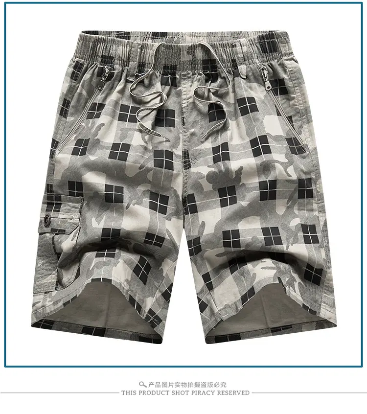Men's Plaid Cotton Shorts Large Summer Wear — feature 8