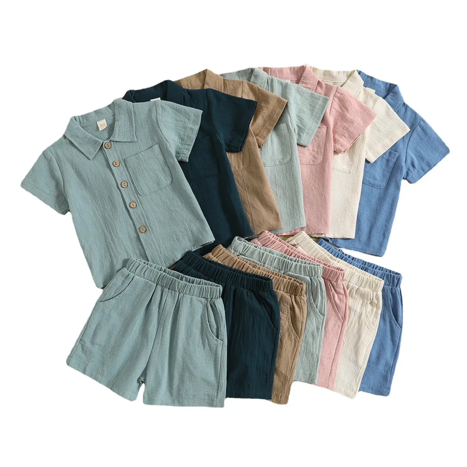 Boys Cotton Linen 2-Piece Summer Suit Cream