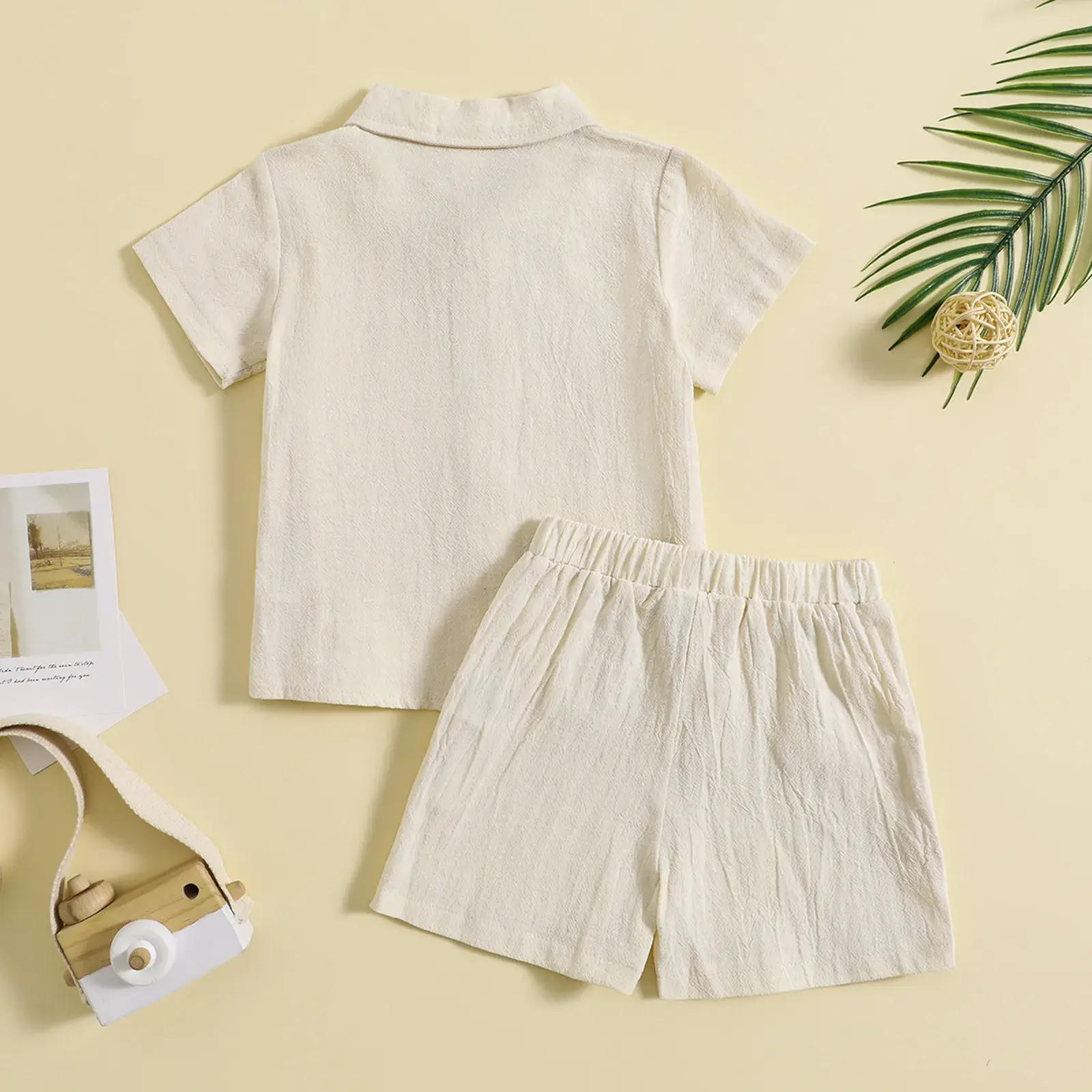 Boys Cotton Linen 2-Piece Summer Suit Cream — feature 26