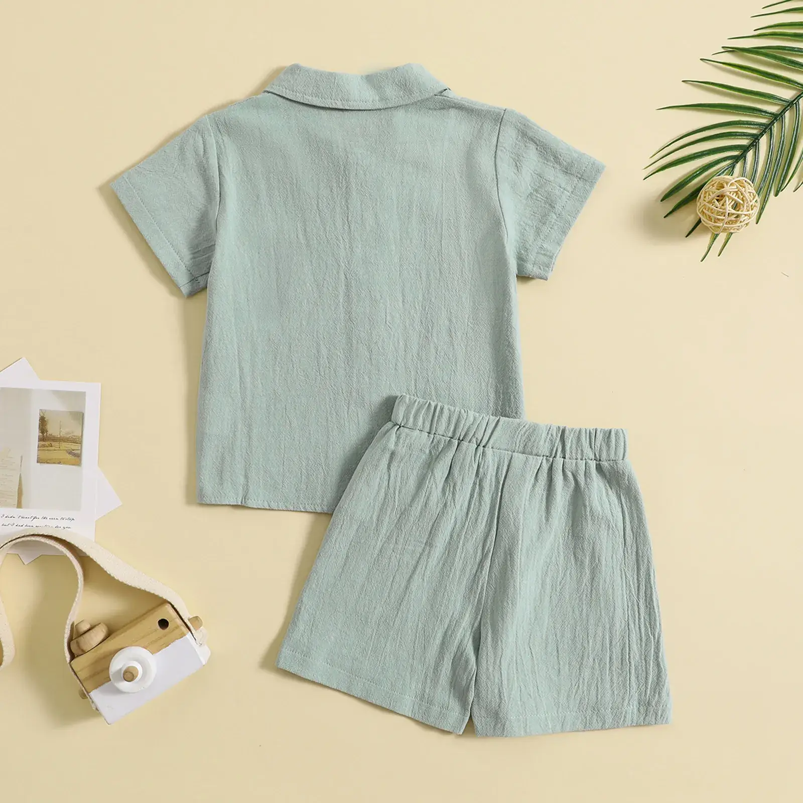 Boys Cotton Linen 2-Piece Summer Suit Cream — feature 3