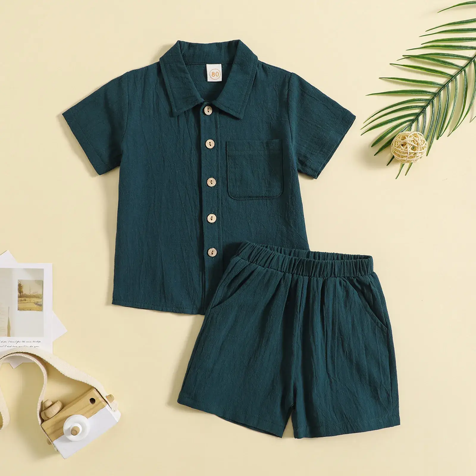 Boys Cotton Linen 2-Piece Summer Suit Cream