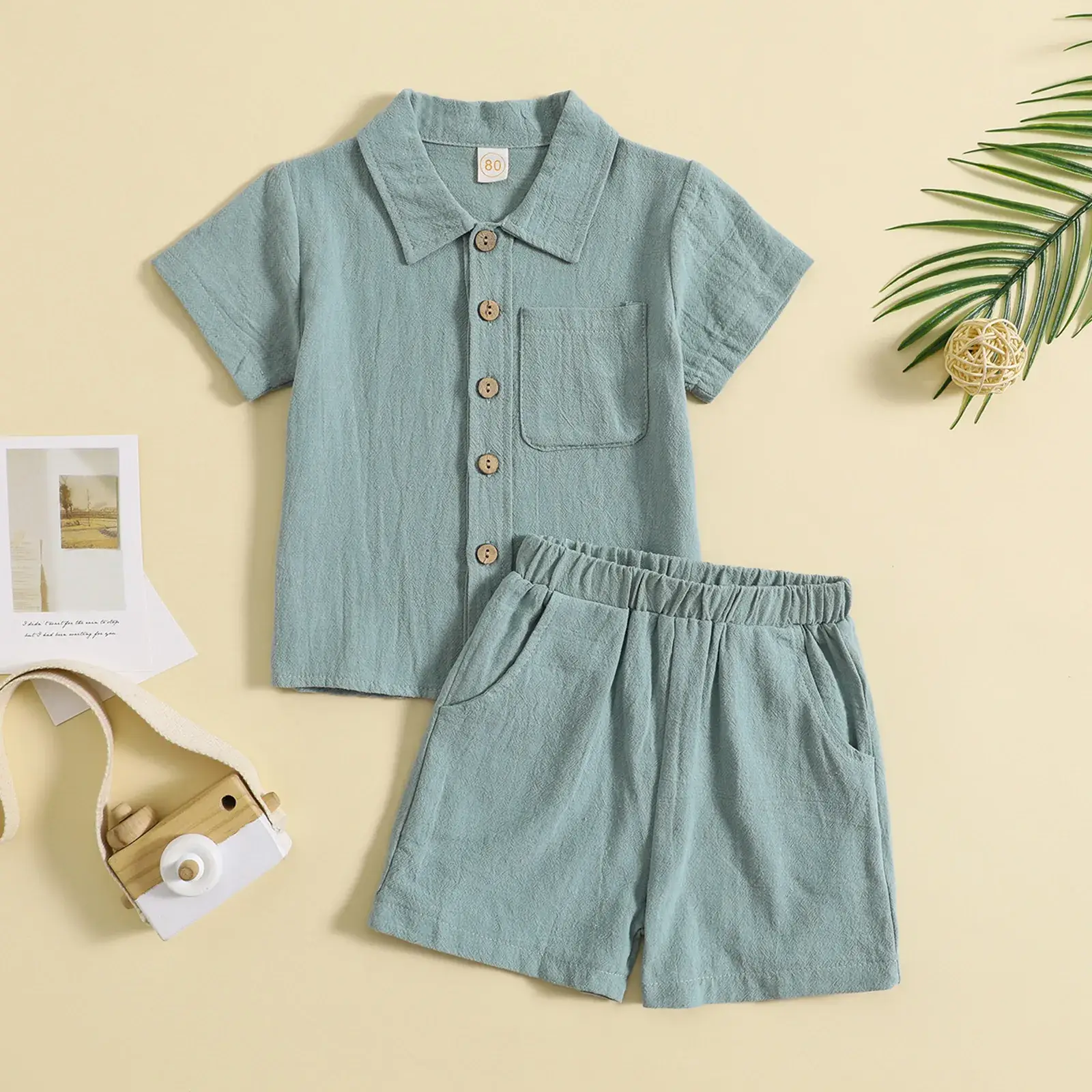Boys Cotton Linen 2-Piece Summer Suit Cream — feature 14