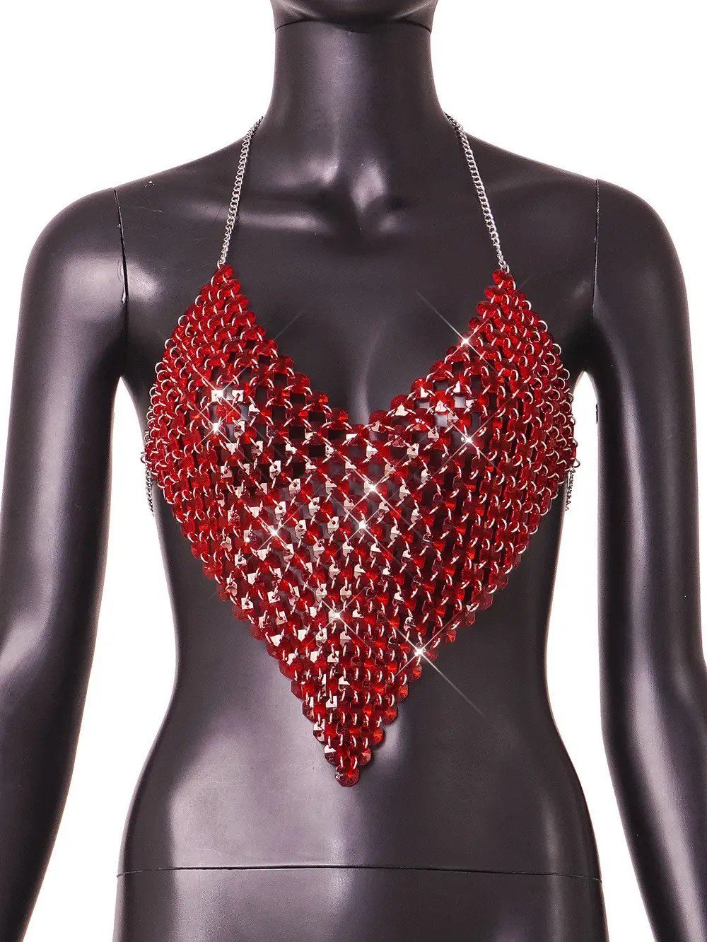 Red Backless Gemstone Tank Top for Women — feature 12
