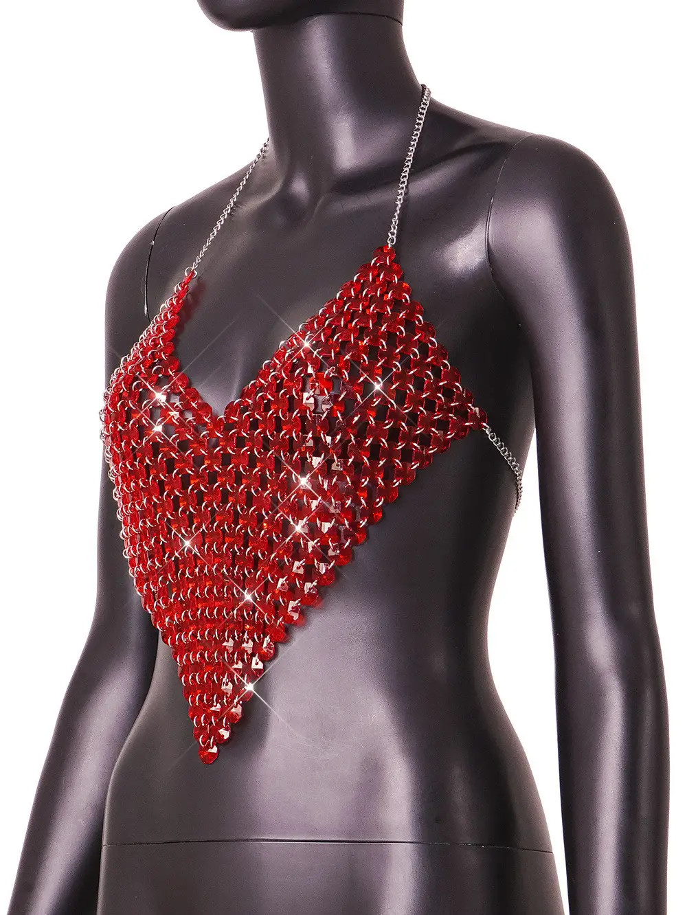 Red Backless Gemstone Tank Top for Women — feature 13