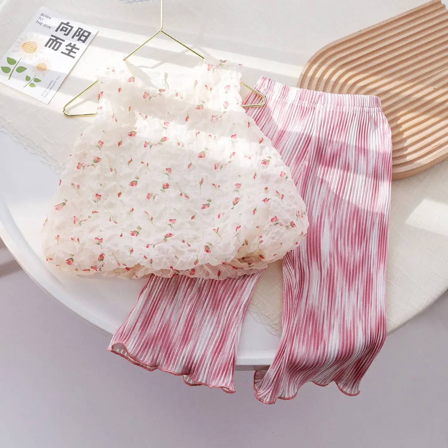 Girls Korean Style Floral Vest Sleeveless Top Suit - Image 3