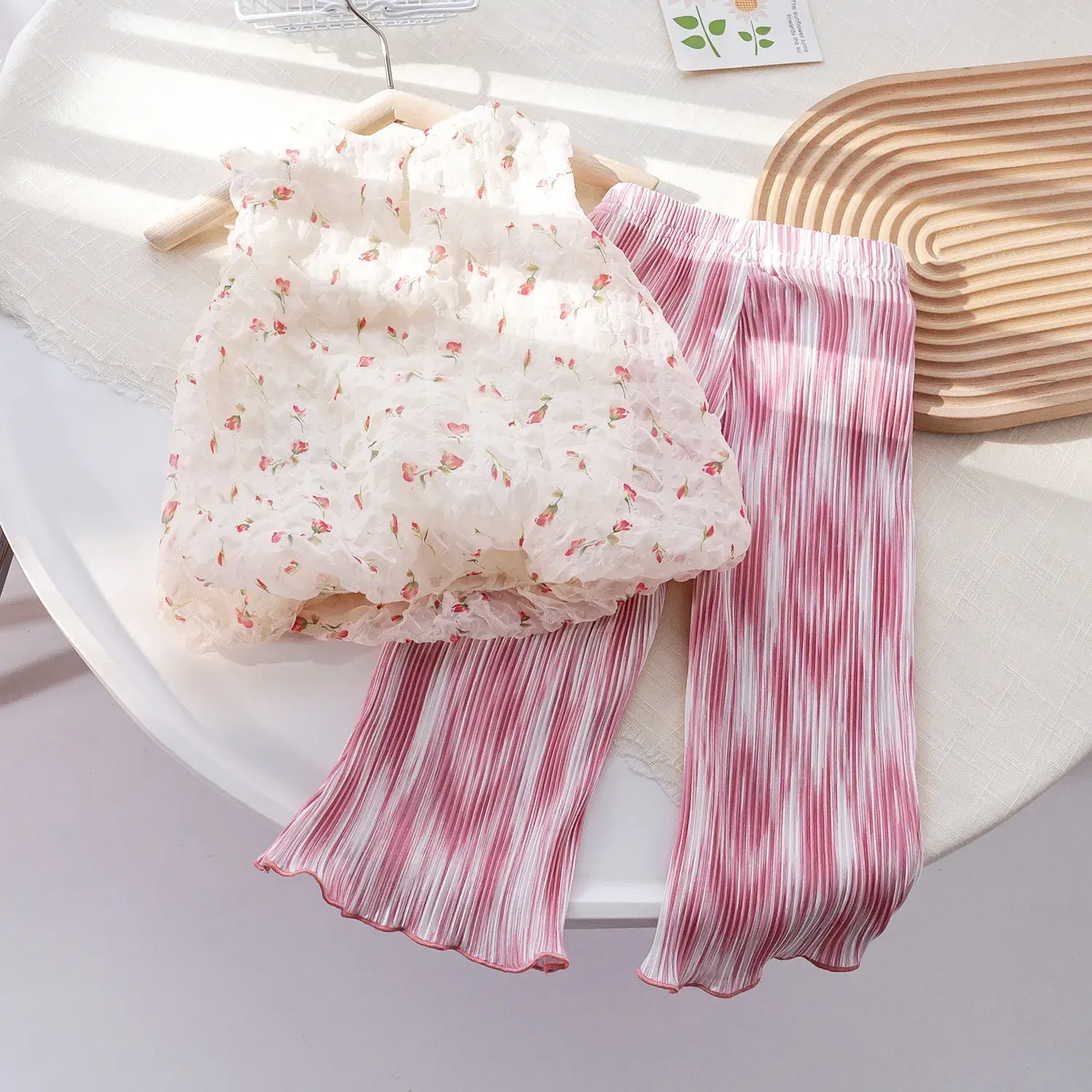 Girls Korean Style Floral Vest Sleeveless Top Suit - Image 4