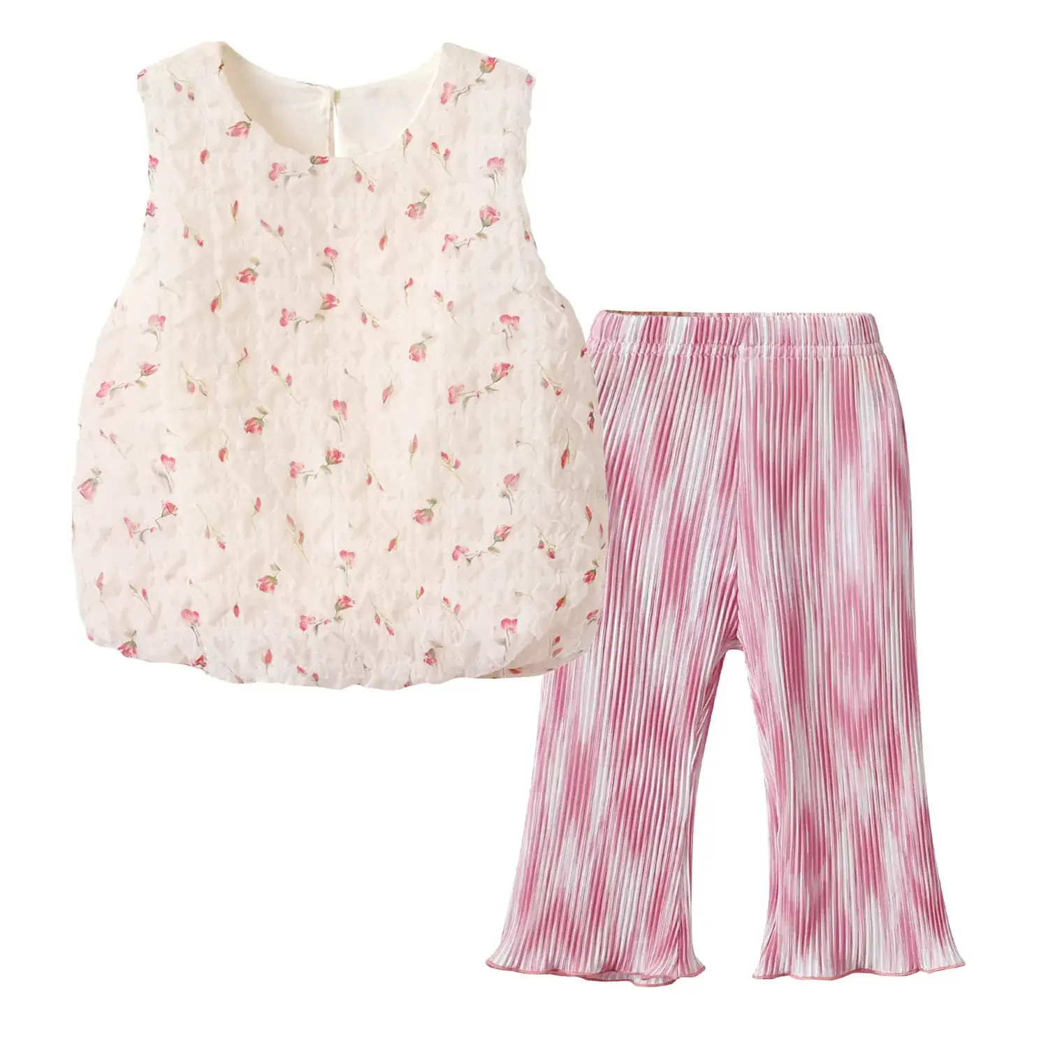 Girls Korean Style Floral Vest Sleeveless Top Suit - Image 5