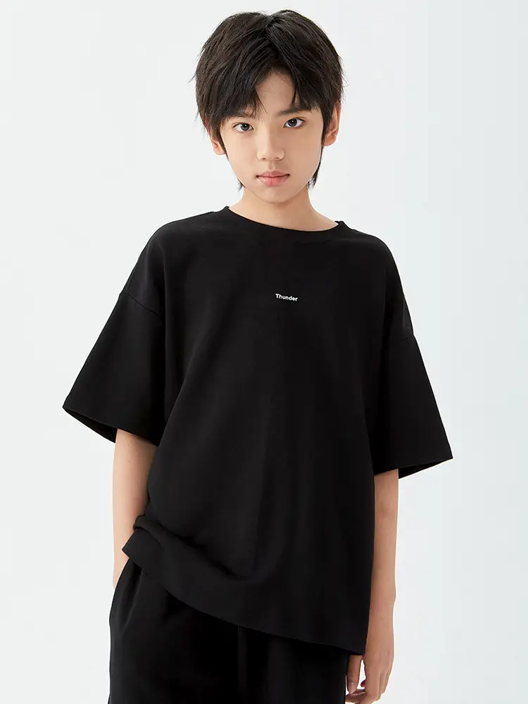Kids Cotton Shorts Set Brown Beige Loose Fit Summer Wear - Image 4