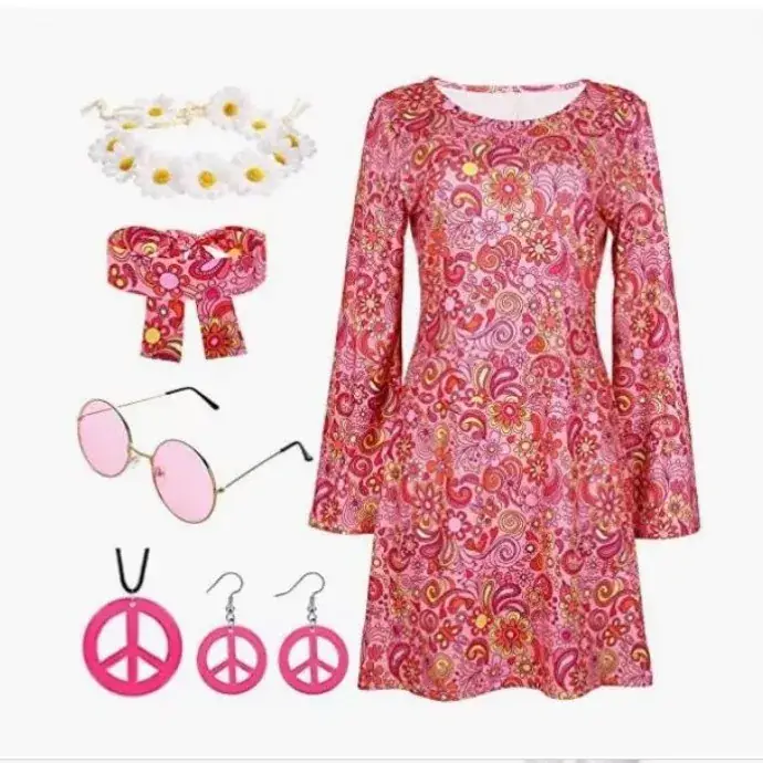 2025 Halloween 70s Hippie Disco Costume 2-Piece Set - Image 6