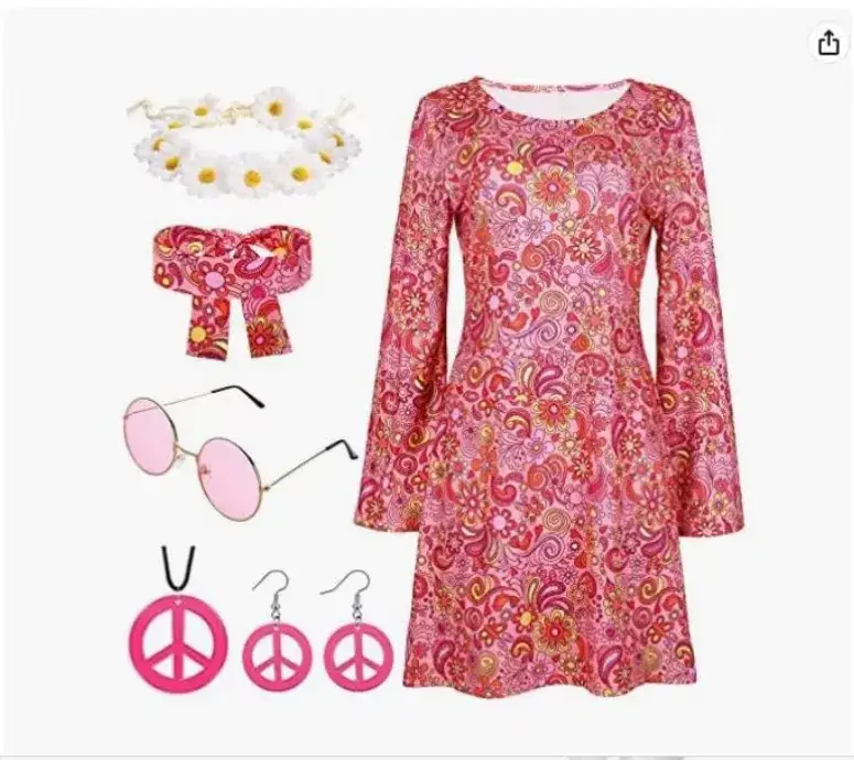 2025 Halloween 70s Hippie Disco Costume 2-Piece Set - Image 3
