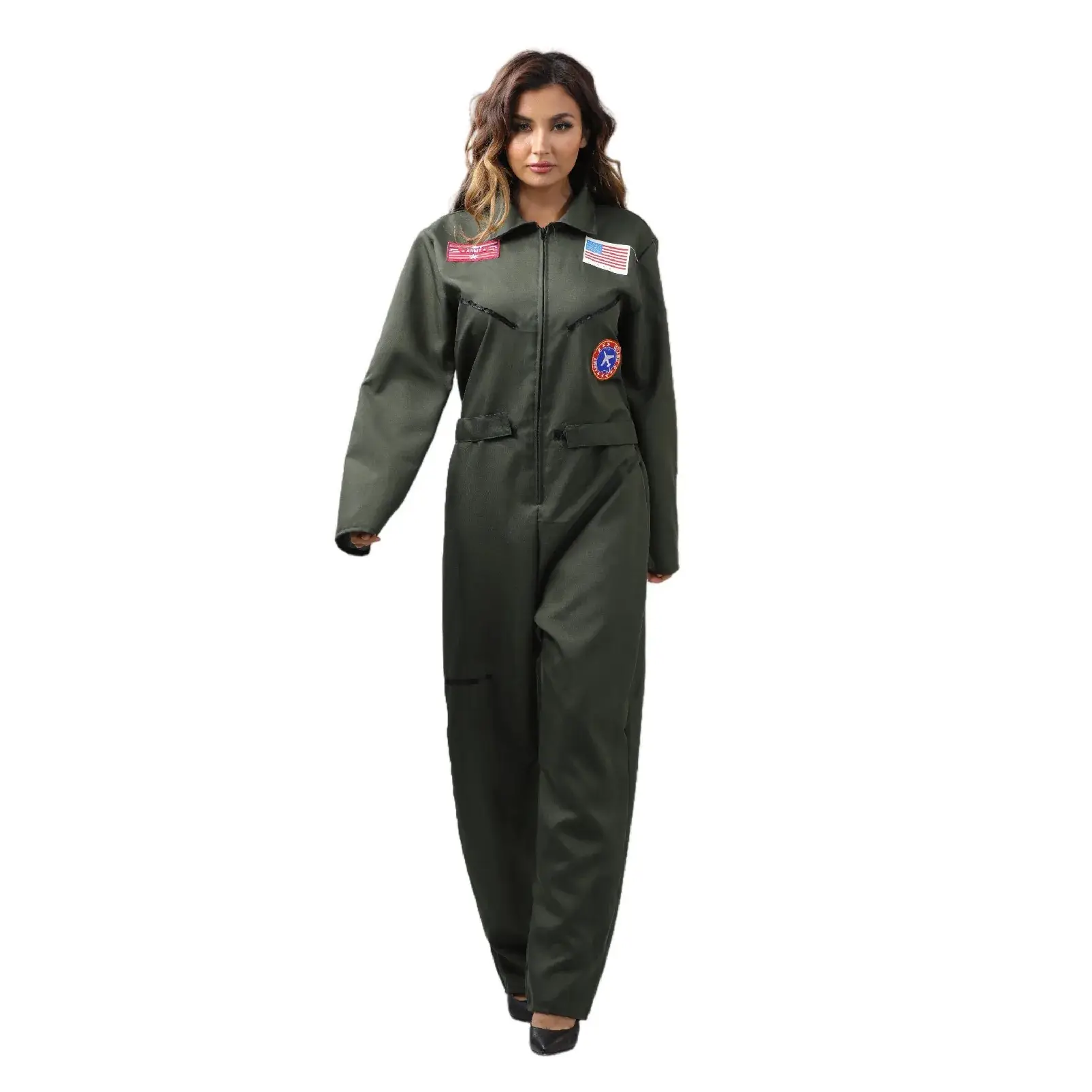 New Arrival Top Gun Pilot Uniform Green Full Body Party Costume