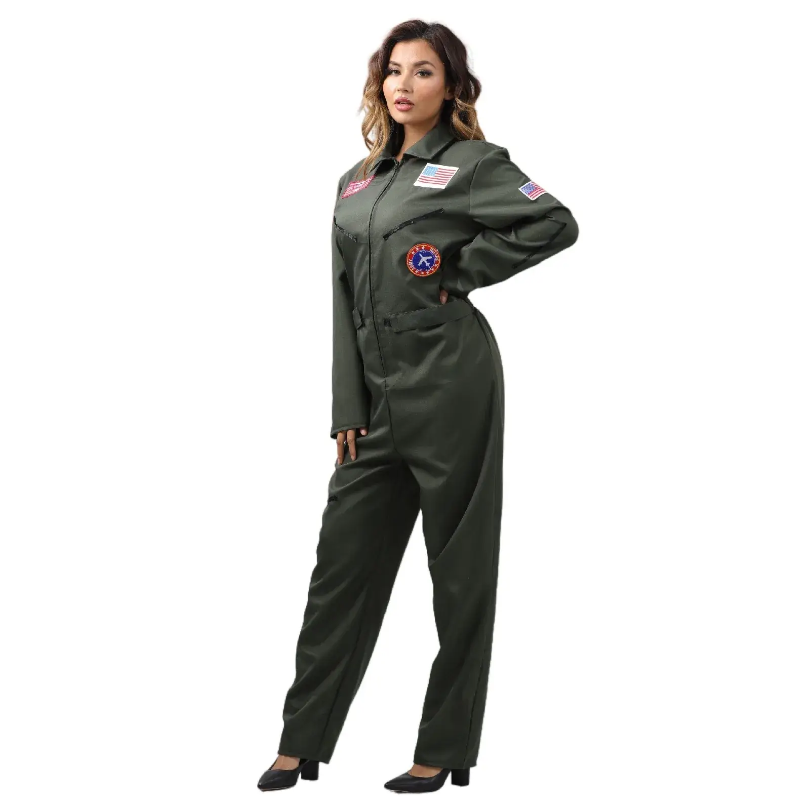 New Arrival Top Gun Pilot Uniform Green Full Body Party Costume