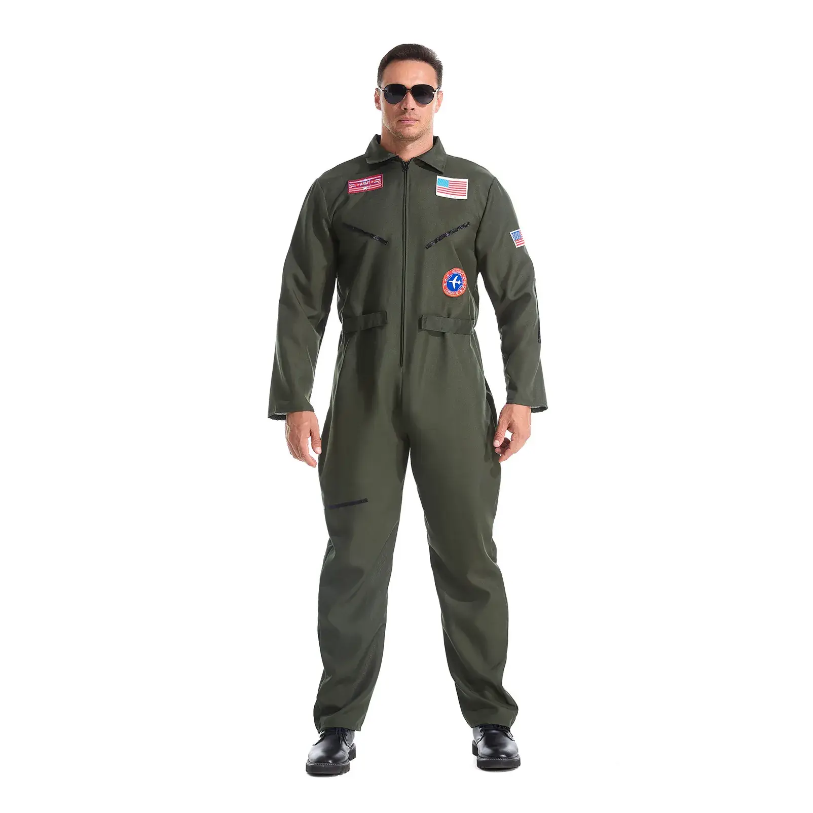 New Arrival Top Gun Pilot Uniform Green Full Body Party Costume