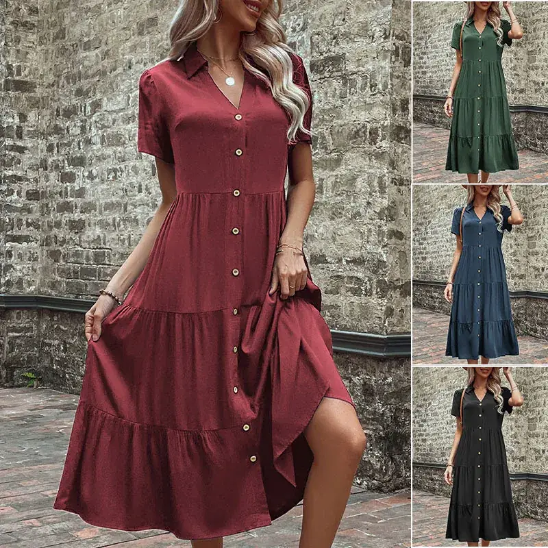 Women's Blue Button Front Summer Dress 2024 - Image 7