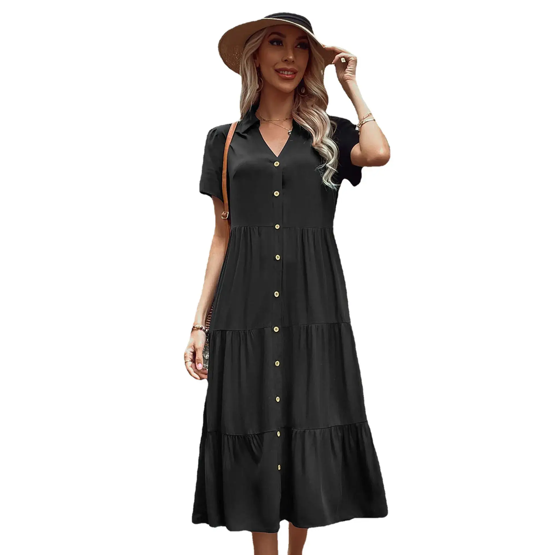 Women's Blue Button Front Summer Dress 2024 - Image 11