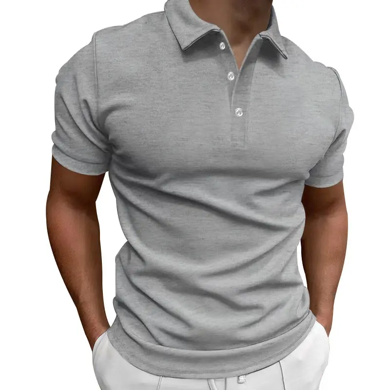 Men Slim Fit Yellow Polo Shirt Button Collar