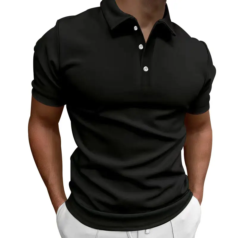 Men Slim Fit Yellow Polo Shirt Button Collar