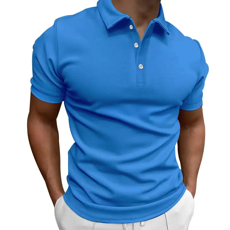 Men Slim Fit Yellow Polo Shirt Button Collar