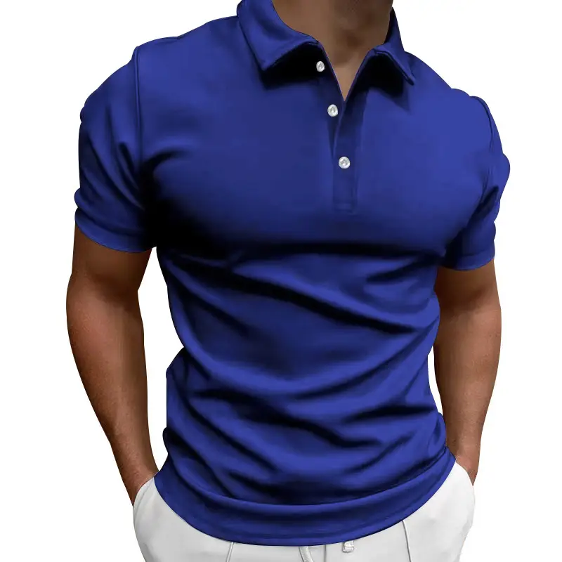 Men Slim Fit Yellow Polo Shirt Button Collar — feature 12