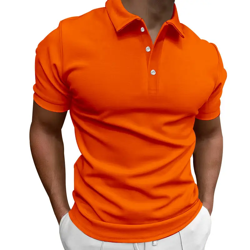 Men Slim Fit Yellow Polo Shirt Button Collar — feature 36
