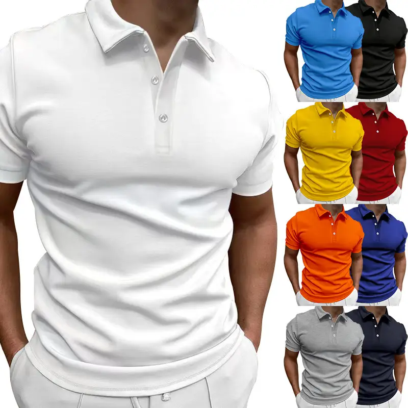 Men Slim Fit Yellow Polo Shirt Button Collar — feature 4