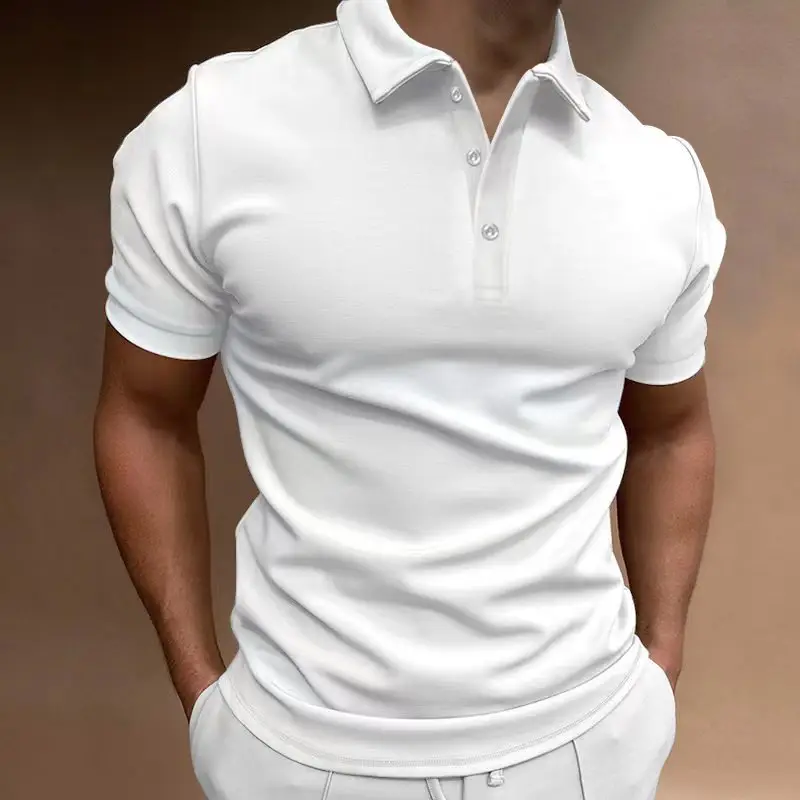 Men Slim Fit Yellow Polo Shirt Button Collar