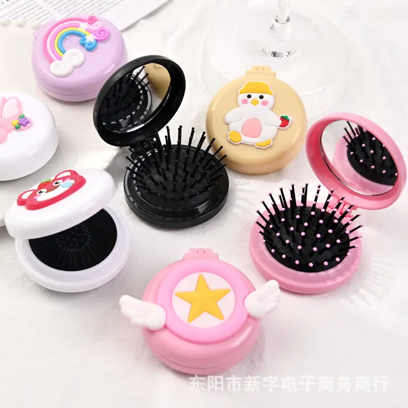 Cute Cartoon Makeup Mirror Comb for Girls - Image 3