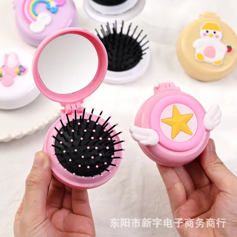 Cute Cartoon Makeup Mirror Comb for Girls - Image 4