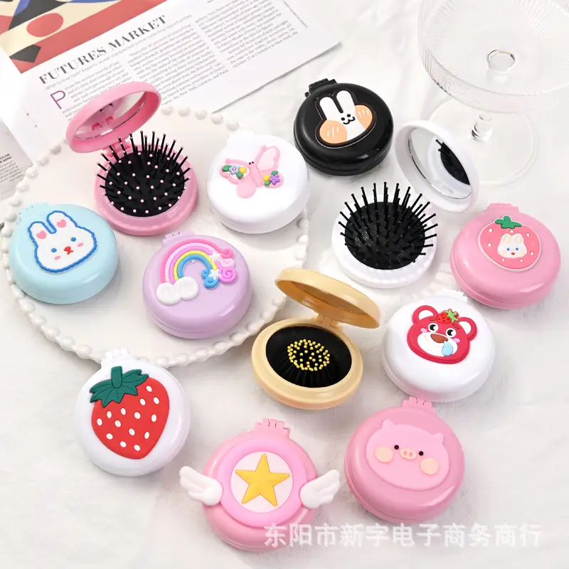 Cute Cartoon Makeup Mirror Comb for Girls — feature 1