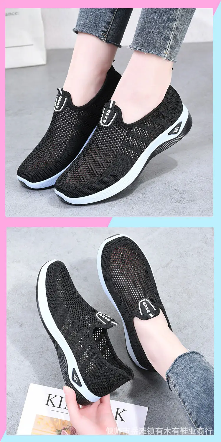 Old Beijing Cloth Shoes Women's Summer Middle-aged and Elderly Casual Shoes Hollow Mesh Breathable Non-slip Soft Sole Slip-on Shoes for Mothers — feature 10