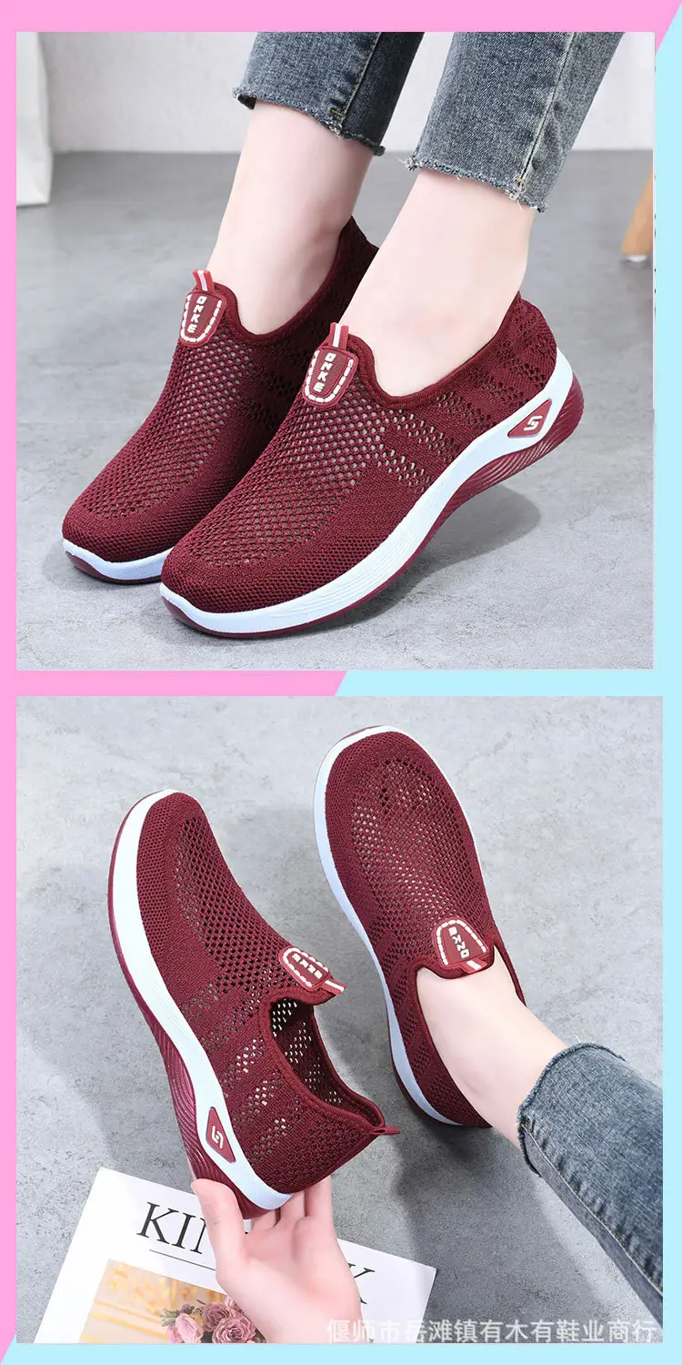 Old Beijing Cloth Shoes Women's Summer Middle-aged and Elderly Casual Shoes Hollow Mesh Breathable Non-slip Soft Sole Slip-on Shoes for Mothers — feature 13