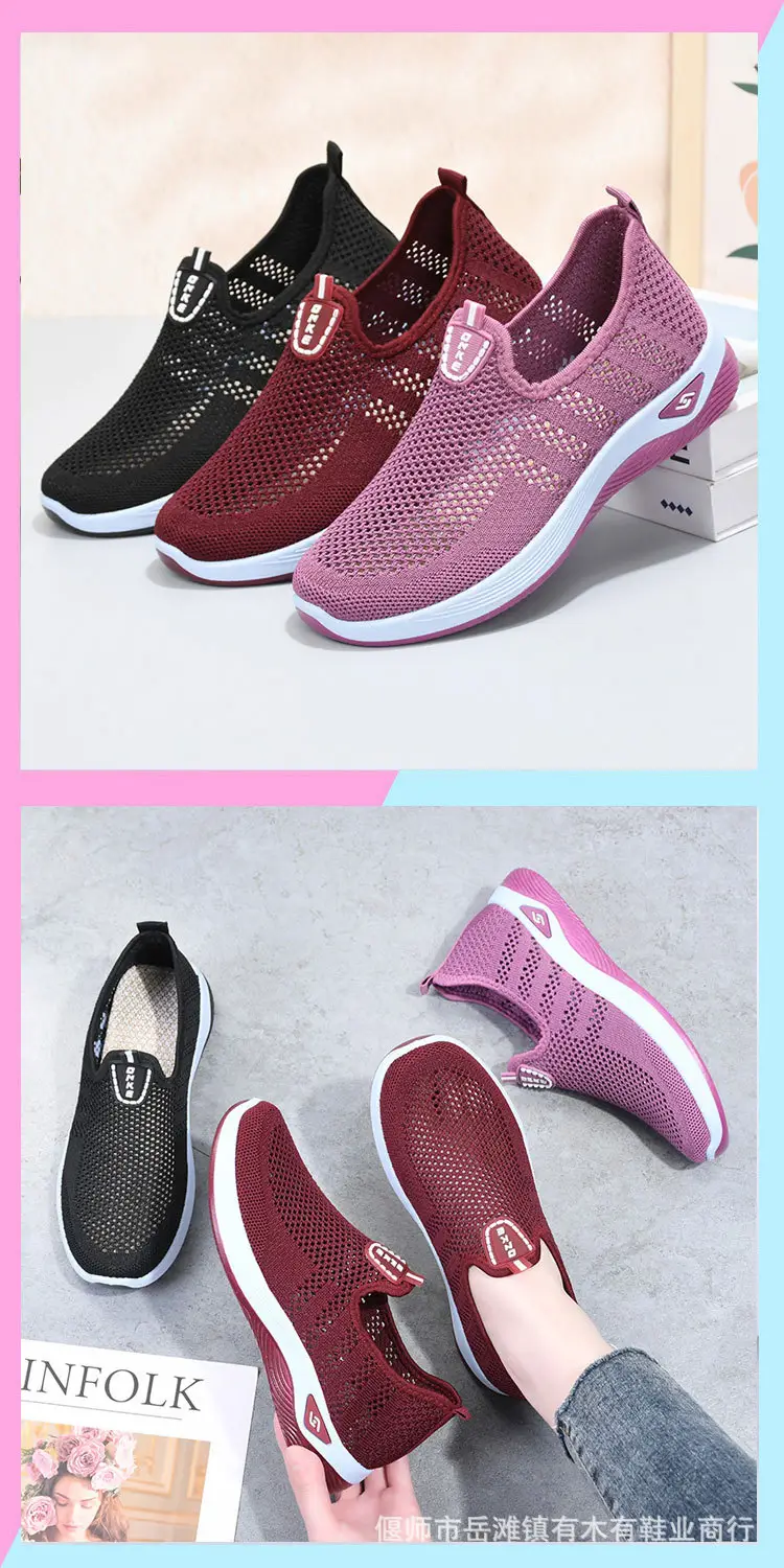 Old Beijing Cloth Shoes Women's Summer Middle-aged and Elderly Casual Shoes Hollow Mesh Breathable Non-slip Soft Sole Slip-on Shoes for Mothers — feature 15